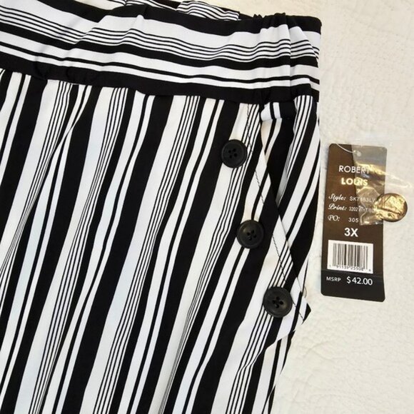 Robert Louis Women's Black White Striped Wide Leg Pants Size 3X Pull On NEW - Picture 5 of 12
